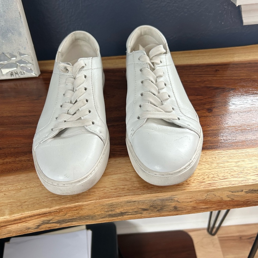 Kenneth Cole all leather white sneakers